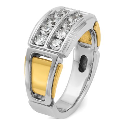 Men's 14K Two-Tone Gold 2-Row Diamond Ring Mounting – view 8