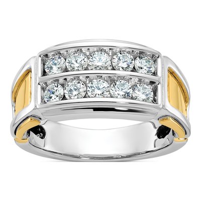 Men's 14K Two-Tone Gold 2-Row Diamond Ring Mounting
