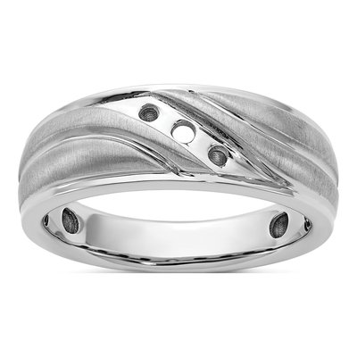 Men's 14K White Gold 3-Stone Diamond Ring Mounting