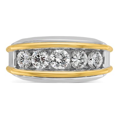 Men's 10K Two-Tone Gold 2 ct tw Diamond 5-Stone Ring – view 5