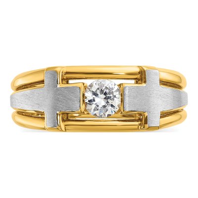 Men's 10K Two-Tone Gold Diamond Cross Ring Mounting – view 6