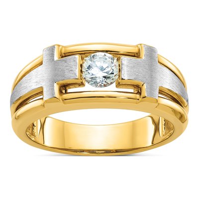 Men's 10K Two-Tone Gold Diamond Cross Ring Mounting
