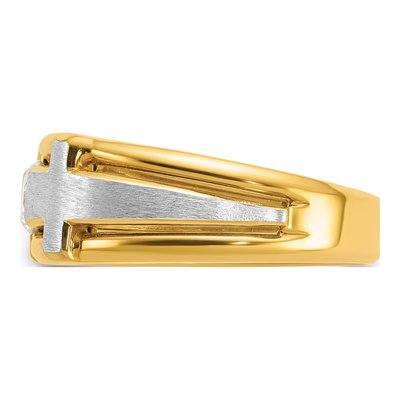 Men's 14K Two-Tone Gold Diamond Cross Ring Mounting – view 5