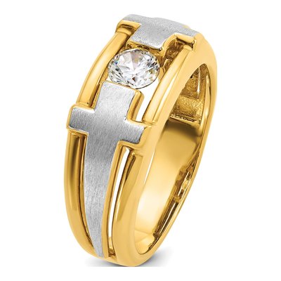 Men's 14K Two-Tone Gold Diamond Cross Ring Mounting – view 8