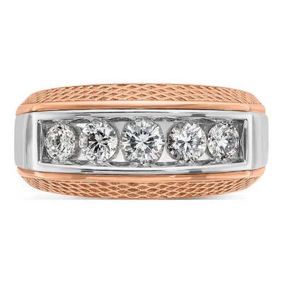 Men's 14K Two-Tone Gold 5-Stone Diamond Ring Mounting – view 6