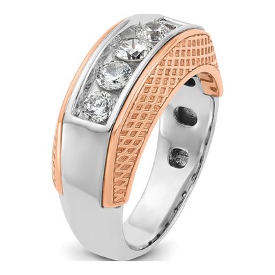 Men's 14K Two-Tone Gold 5-Stone Diamond Ring Mounting – view 8