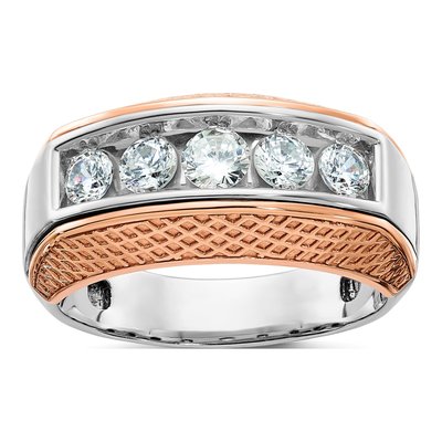 Men's 14K Two-Tone Gold 5-Stone Diamond Ring Mounting