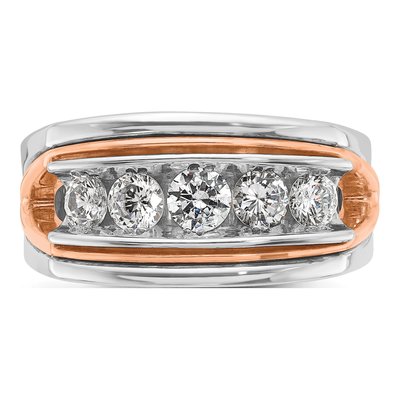 Men's 14K Two-Tone Gold Diamond 5-Stone Ring Mounting – view 6
