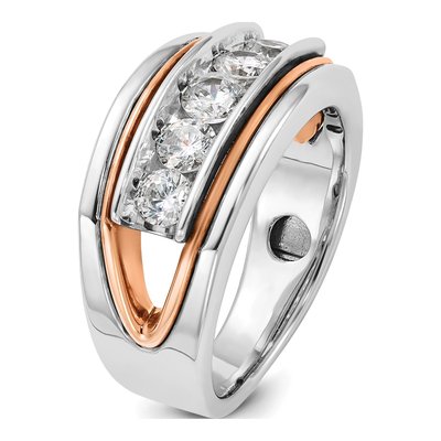 Men's 14K Two-Tone Gold Diamond 5-Stone Ring Mounting – view 8