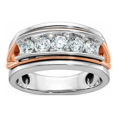 Men's 14K Two-Tone Gold Diamond 5-Stone Ring Mounting