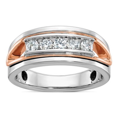 Men's 14K Two-Tone Gold 1/2 ct tw Diamond 5-Stone Ring