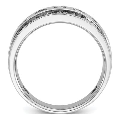 Men's 14K White Gold 1 1/4 ct tw Diamond Grooved Square 5-Stone Ring – view 2