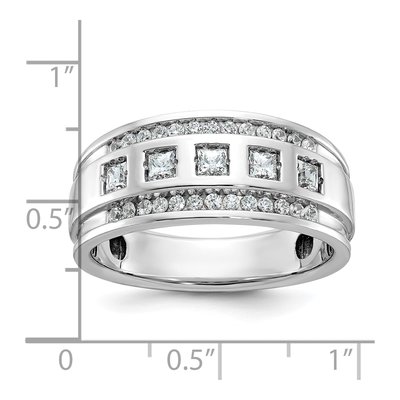 Men's 14K White Gold 1 1/4 ct tw Diamond Grooved Square 5-Stone Ring – view 3