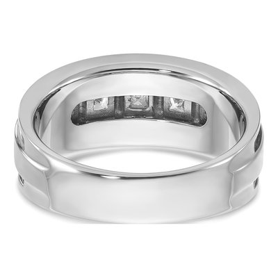 Men's 14K White Gold 1 1/4 ct tw Diamond Grooved Square 5-Stone Ring – view 7