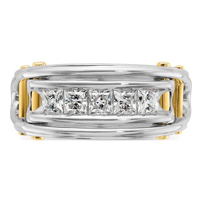 Men's 14K Two-Tone Gold 5-Stone Diamond Ring Mounting – view 6