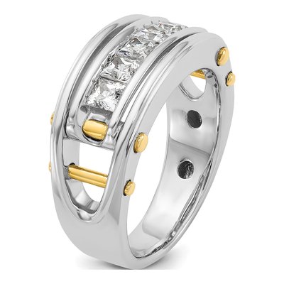 Men's 14K Two-Tone Gold 5-Stone Diamond Ring Mounting – view 8