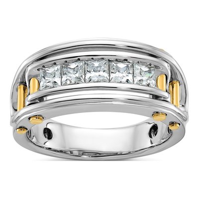 Men's 14K Two-Tone Gold 5-Stone Diamond Ring Mounting