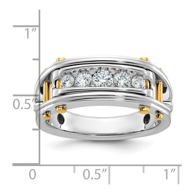 Men's 14K Two-Tone Gold 5-Stone Diamond Ring Mounting – view 6
