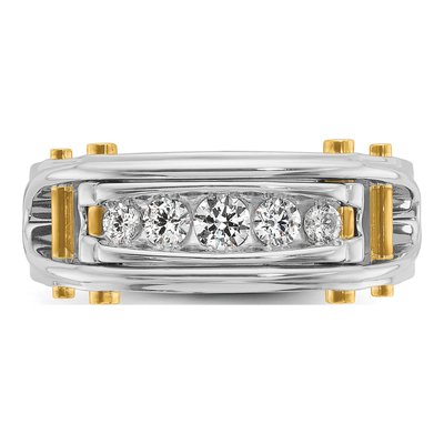 Men's 14K Two-Tone Gold 5-Stone Diamond Ring Mounting – view 7