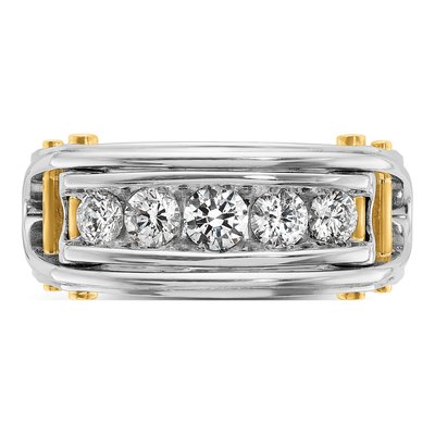 Men's 14K Two-Tone Gold Diamond 5-Stone Ring Mounting – view 6