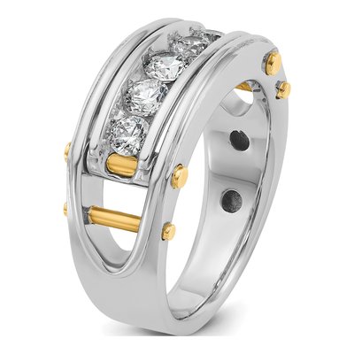 Men's 14K Two-Tone Gold Diamond 5-Stone Ring Mounting – view 8