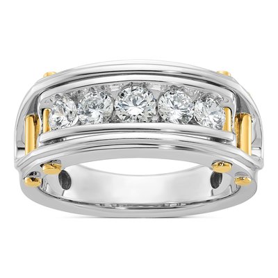 Men's 14K Two-Tone Gold Diamond 5-Stone Ring Mounting