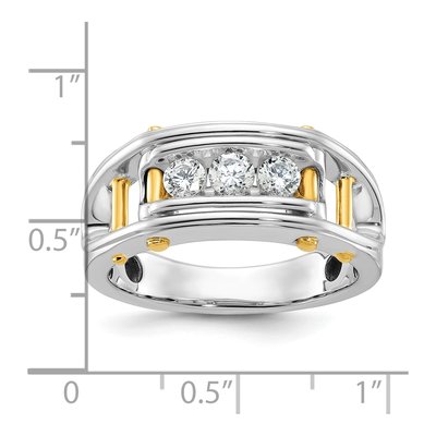 Men's 14K Two-Tone Gold 3-Stone Diamond Ring Mounting – view 3