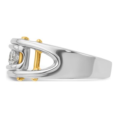 Men's 14K Two-Tone Gold 3-Stone Diamond Ring Mounting – view 5