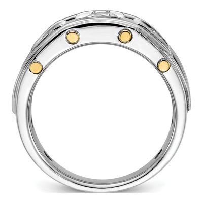 Men's 14K Two-Tone Gold Diamond 3-Stone Ring Mounting – view 2