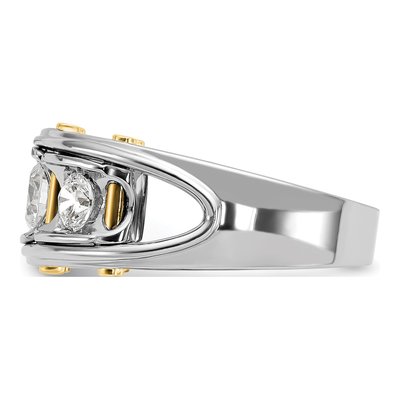 Men's 14K Two-Tone Gold Diamond 3-Stone Ring Mounting – view 3