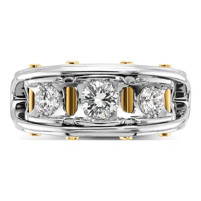 Men's 14K Two-Tone Gold Diamond 3-Stone Ring Mounting – view 6