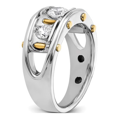 Men's 14K Two-Tone Gold Diamond 3-Stone Ring Mounting – view 8
