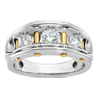 Men's 14K Two-Tone Gold Diamond 3-Stone Ring Mounting