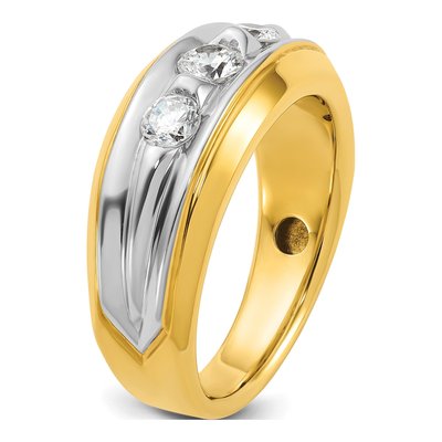 Men's 14K Two-Tone Gold 3/4 ct tw Lab-Grown Diamond Three Ring – view 6