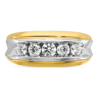 Men's 14K Two-Tone Gold Diamond 5-Stone Ring Mounting – view 6