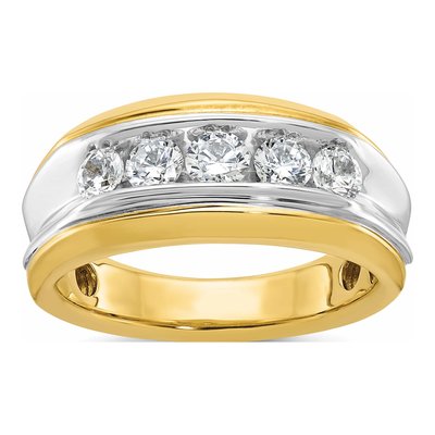 Men's 14K Two-Tone Gold Diamond 5-Stone Ring Mounting