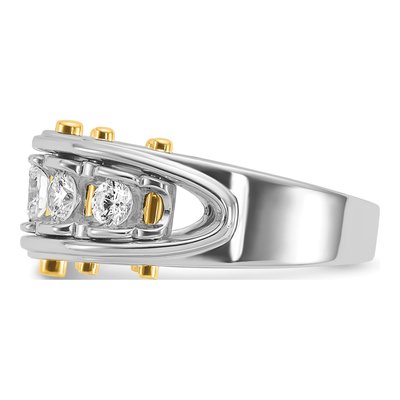Men's 14K Two-Tone Gold 1 ct tw Diamond 5-Stone Ring – view 5