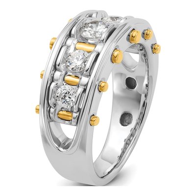 Men's 14K Two-Tone Gold 1 ct tw Diamond 5-Stone Ring – view 8
