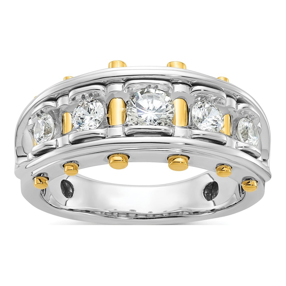 Ib Goodman 14K Two-Tone Mens Polished Channel-Set 5-Stone 1 Carat Aa Quality Diamond Ring