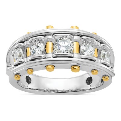 Men's 14K Two-Tone Gold 1 ct tw Diamond 5-Stone Ring