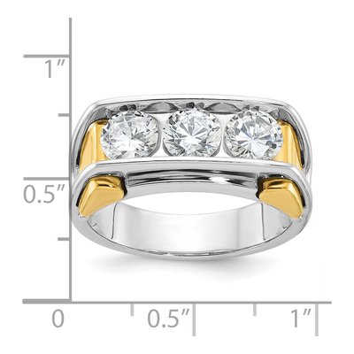 Men's 14K Two-Tone Gold 3-Stone Ring Mounting – view 3