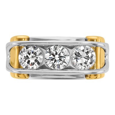 Men's 14K Two-Tone Gold 3-Stone Ring Mounting – view 6
