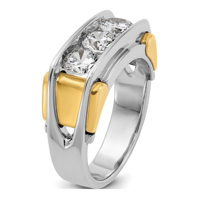 Men's 14K Two-Tone Gold 3-Stone Ring Mounting – view 8