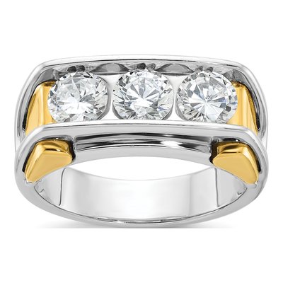 Men's 14K Two-Tone Gold 3-Stone Ring Mounting