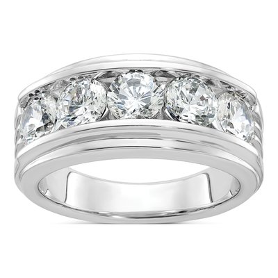 Men's 14K White Gold 5-Stone Ring Mounting