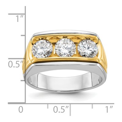 Men's 14K Two-Tone Gold 3-Stone Ring Mounting – view 3