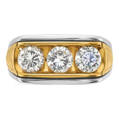 Men's 14K Two-Tone Gold 3-Stone Ring Mounting – view 6