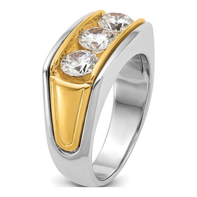 Men's 14K Two-Tone Gold 3-Stone Ring Mounting – view 8