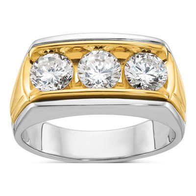 Men's 14K Two-Tone Gold 3-Stone Ring Mounting