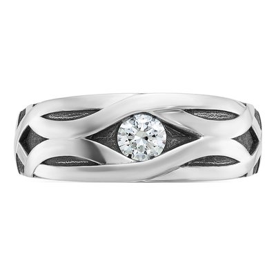 Men's 14K White Gold Grooved Ring Mounting – view 6
